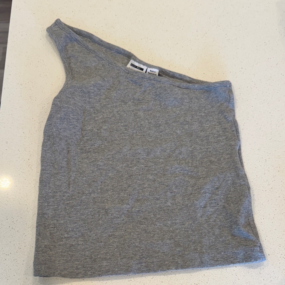 Nwot noisy may grey microribbed one shoulder tanktop